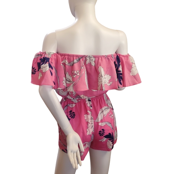 Yumi Kim Eastern Garden Pink Off The Shoulder Romper, Size XS, NWT - Picture 2 of 11